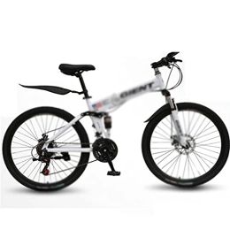 JstDoit Bicicletta da mountain bike pieghevole 21 velocità 26 pollici doppio assorbimento degli urti spostamento di una ruota adulti uomini e donne (colore: bianco, dimensioni: 66 cm)