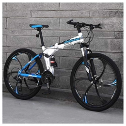 KXDLR Mountain Bike pieghevoles KXDLR Folding Mountain Bike, 26In 21-27 velocità del Disco Full Suspension Freni della Bicicletta MTB della Bicicletta per Adulti Ragazzi, Blu, 24 Speeds