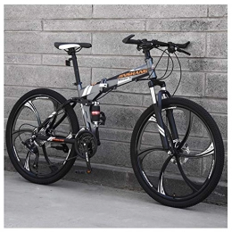 KXDLR Mountain Bike pieghevoles KXDLR Folding Mountain Bike, 26In 21-27 velocità del Disco Full Suspension Freni della Bicicletta MTB della Bicicletta per Adulti Ragazzi, Grigio, 21 Speeds