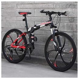KXDLR Mountain Bike pieghevoles KXDLR Folding Mountain Bike, 26In 21-27 velocità del Disco Full Suspension Freni della Bicicletta MTB della Bicicletta per Adulti Ragazzi, Nero, 21 Speeds