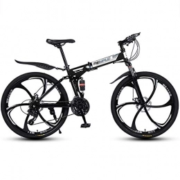 LAX Bici LAX 27 velocit Bicicletta Piena Sospensione MTB, 6 taglierine a rotelle, 26 Pollici Adulti Acciaio al Carbonio Pieghevole per Mountain Bike, Nero