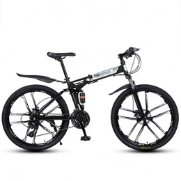 LAX Bici LAX -Alto Tenore di Carbonio in Acciaio Doppio Freno A Disco Folding Mountain Bike, 24 velocit Damping Biciclette, Nero