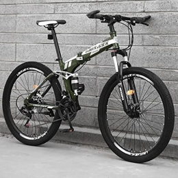 LHQ-HQ Bici LHQ-HQ 26 pollici pieghevole Mountain Bike per adulti 21 velocità MTB bicicletta pieghevole, doppia sospensione, telaio in acciaio ad alto tenore di carbonio, doppio freno a disco, B