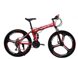 LHY RIDING Mountain Bike pieghevoles LHY RIDING Pieghevole Mountain Bike Bicicletta Black Three Impeller Damping Gearbox Lega di Alluminio 24 / 26 Pollici Double Disc Brake 27 Speed, Red, 24Speed