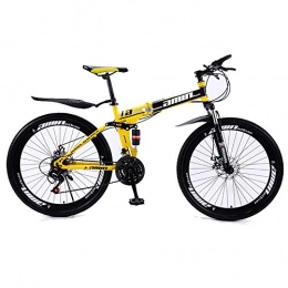 Link Co Pieghevole Mountain Bike Bicicletta 26 Pollici a 27 velocità con Doppio Assorbimento degli Urti a Una Ruota,Yellow