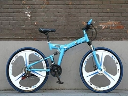 Liutao Mountain Bike pieghevoles liutao, mountain bike da 26 pollici, 21 velocità, pieghevole, con doppio freno a disco, adatta per adulti, 24 cm, colore: blu cielo