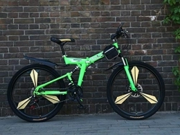 Liutao Mountain Bike pieghevoles liutao, mountain bike da 26 pollici, 21 velocità, pieghevole, con doppio freno a disco, adatta per adulti, 66 cm, colore: verde