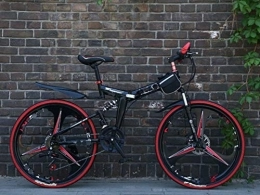 Liutao Mountain Bike pieghevoles liutao, mountain bike da 26 pollici, 21 velocità, pieghevole, con doppio freno a disco, adatto per adulti, 26 pollici, S, nero e rosso