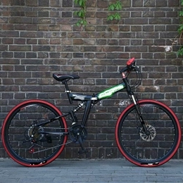 Liutao Bici liutao, mountain bike da 26 pollici, 21 velocità, pieghevole, con doppio freno a disco, per adulti, 26 pollici, colore: nero e rosso