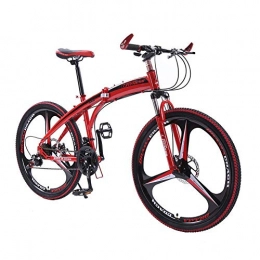 LIYONG Bici LIYONG 26-inch Pieghevole Ammortizzante Mountain Bike con Freni a Disco Ruote E Integrati (Colore: Giallo) HLSJ ( Color : Red )
