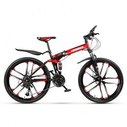 LLAN Mountain Bike pieghevoles LLAN Folding Sport / Mountain Bike 26 Pollici 10 Cutter, Black & Red (Size : 21-Speed)