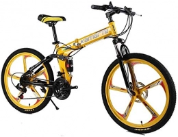 LPKK 24 / 26inch velocità variabile Folding Mountain Bike Kid Assorbimento Student Sport Bicicletta Shock Bike Doppio Disco Ragazzi Ragazze 0814 (Color : Yellow, Size : 26 inch21 Speed)