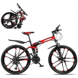 LQRYJDZ Bici LQRYJDZ 26" 24 velocit Mountain Bike for Adulti, Alluminio Leggero Sospensione Totale Frame, Forcella della Sospensione, Freni a Disco, Full Suspension, 10 Rotella tagliapasta (Color : Red)