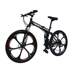 LYRWISHPB Mountain Bike pieghevoles LYRWISHPB Montagna-Bici MTB Bicicletta Pieghevole Studentessa 21 / 24speed Doppio Ammortizzante-Disc-Brake Bicicletta Mountain-Bike (Blu, Rosso) (Color : Black, Size : 24 Speed)
