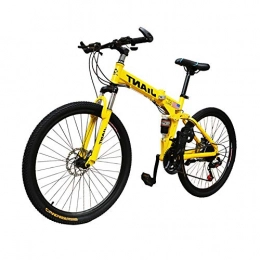 LYRWISHPB Bici LYRWISHPB Sospensione Folding Mountain Bike Completa Folding Mountain Bike 21 / 24 velocità Biciclette Uomini o Donne MTB Pieghevole Telaio più Colori Disponibili (Color : Yellow, Size : 21 Speed)