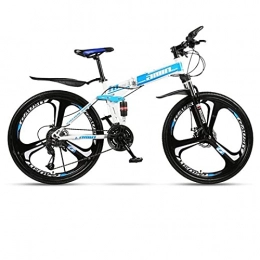 M-YN Mountain Bike pieghevoles M-YN 26 Mountain Bike per Adulti E Giovani, 21 / 24 / 27 velocità Leggero Bikes Mountain Bikes Dual Dual Disc Freni A Sospensione(Size: 27-Speed, Color:Blu)