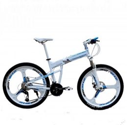 MASLEID Alluminio 26 Pollici Pieghevole Mountain Bike Moto Sportive 27 velocità, White Blue