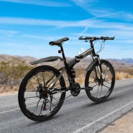 Mgorgeous Mountain bike pieghevole 26 pollici 21 marce – Bicicletta pieghevole regolabile in altezza 26 pollici Mountain Bike con freni a disco e ammortizzatori biciclette a sospensione completa per
