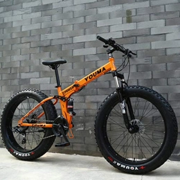 Domrx Bici Mountain Bike 24 Pollici 27 velocità Doppio Freno a Disco Ruota a Raggi 4.0 Pneumatici allargati Sia da Uomo Che da Donna-Arancione