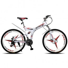 Domrx Bici Mountain Bike 26 Pollici 21 / 24 / 27 / 30 velocità 3 Coltello Pieghevole Doppio Freno A Disco Bicicletta 2019 Nuovo Adatto per Adulti-Bianco Red_21 velocità
