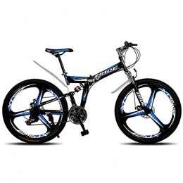 Domrx Bici Mountain Bike 26 Pollici 21 / 24 / 27 / 30 velocità 3 Coltello Pieghevole Doppio Freno A Disco Bicicletta 2019 Nuovo Adatto per Adulti-Nero Blue_27 velocità