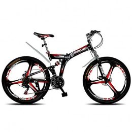 Domrx Bici Mountain Bike 26 Pollici 21 / 24 / 27 / 30 velocità 3 Coltello Pieghevole Doppio Freno A Disco Bicicletta 2019 Nuovo Adatto per Adulti-Nero Red_30 velocità