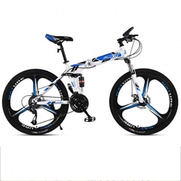 Dsrgwe Mountain Bike pieghevoles Mountain Bike, 26inch Mountain bike, pieghevole acciaio al carbonio Biciclette Frame, Full Suspension e Dual freno a disco, 21 velocità, 24 velocità, 27-velocità ( Color : Blue , Size : 24-speed )