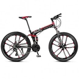 WXLSQ Bici Mountain bike, bici da 26 pollici Biciclette alta acciaio al carbonio in bicicletta pieghevoli con 27 Velocit Freni Sospensioni antiscivolo montagna della bicicletta per donne degli uomini, Rosso, 26IN