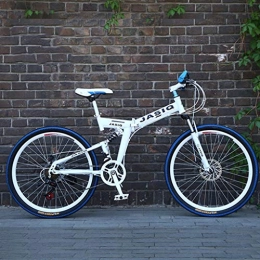 WYLZLIY-Home Bici Mountain Bike bicicletta MTB Sportiva da Montagna 26inch Mountain bike, Folding Bike Hardtail, acciaio al carbonio Telaio, sospensioni completi e Dual freno a disco, 21 Velocità ( Color : White )