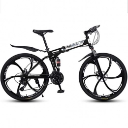 WYLZLIY-Home Bici Mountain Bike bicicletta MTB Sportiva da Montagna Folding Mountain bike, con 6 razze 21 24 27 Double Disc Velocità Sospensione Freno forcellone posteriore Anti-Slip ( Color : Black , Size : 24 Speed )
