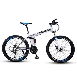 WYLZLIY-Home Bici Mountain Bike bicicletta MTB Sportiva da Montagna Mountain bike, Fold Biciclette hardtail, acciaio al carbonio Telaio, doppio freno a disco e Double Suspension ( Color : White , Size : 24 Speed )