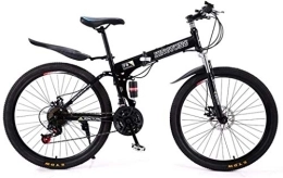 Aoyo Mountain Bike pieghevoles Mountain bike bicicletta pieghevole, 27-Velocità doppio freno a disco sospensione totale antiscivolo, leggera struttura di alluminio, forcella ammortizzata, (Color : Black1)