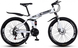 FanYu Mountain Bike pieghevoles Mountain Bike da 26 Pollici a 27 velocità per Adulti in Alluminio Leggero con Telaio a Sospensione Completa con Forcella a Sospensione con Freno a Disco Bianco B.
