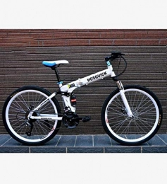 Dirty hamper Mountain Bike pieghevoles Mountain bike da adulto, pieghevole, per studenti, con doppio freno a disco, bici da corsa, telaio in acciaio al carbonio, bianco, 30 speed