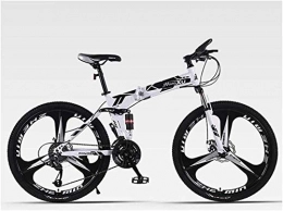 mjj Mountain Bike pieghevoles Mountain bike pieghevole per sport all'aria aperta, 24 velocità, Full Suspension MTB telaio pieghevole 26 3 ruote a raggi, colore bianco