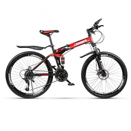 AUZZO HOME Mountain Bike pieghevoles Mountain bike pieghevoli, bicicletta MTB a velocità variabile da 26 pollici / 24 pollici con ruota a raggi telaio in acciaio al carbonio ad alto assorbimento di urti per adulti, Rosso, 24 speed