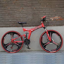 WGYDREAM Bici Mountainbike Bici Bicicletta MTB Mountain bike, 26inch pieghevole in acciaio al carbonio telaio hardtail Bike, Full Suspension e Dual freno a disco, 21 Velocità MTB Mountain Bike ( Color : Red )