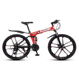 MRQXDP Mountain Bike pieghevoles MRQXDP - Bicicletta da montagna fuoristrada per adulti e adulti, 26 pollici, 27 velocità, pieghevole, sospensione per mountain bike, unisex, rosso