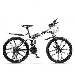 MYRCLMY Mountain Bike pieghevoles MYRCLMY Bicicletta Pieghevole Mountain Bike 26 Pollici, MTB Bicicletta con 10 Cutter A Rotelle, Black & Red One-Doppia Ruota Ammortizzatore off-Road Racing Maiusc, Bianca, 24 Speed