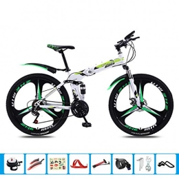 Mzl Bici MZL 24inch monoruota Folding Bike Maschio e Femmina Adulti 27-velocità Dual-Shock Mountain Bike, Ultra-Light Portatile off-Road Bike (Colore : Verde)