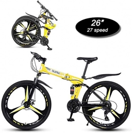 NENGGE Bici NENGGE Folding Mountain Bike, da 26 Pollici a 3 Coltello di Una Ruota 27-velocità Meccanica a Doppio Disco Freno Dual Shock Absorber for Adulti Outdoor off-Road Bike (Color : A-Yellow)