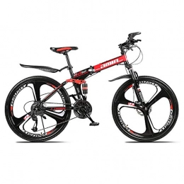 NIMYEE Mountain Bike, Pieghevole Bicicletta MTB Sport con Assorbimento di Scossa Funzione / 24 velocità/per Gli Uomini Donne Ciclismo su Strada Mountain,Rosso,26''