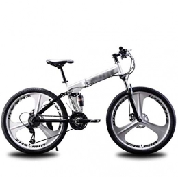 LBWT Bici Outdoor Folding Mountain Bike, Bicicletta della Strada, 24 Pollici Ruote A Raggi, con Freni A Disco, Il Tempo Libero Sport, Regali (Color : Silver, Size : 24 Speed)