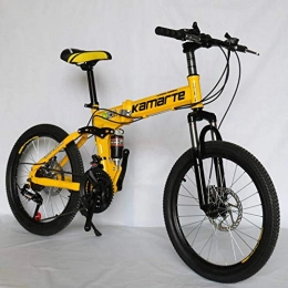 Pakopjxnx Bici Pakopjxnx 20inch Folding Mountain Bike 21 Speed Bicycle Brake Lady Bike 5 Knife Wheel, Spoke  Wheel Yellow