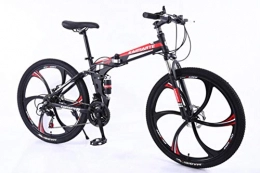 Pakopjxnx Bici Pakopjxnx 21 Speed Mountain Bike 24 26 inch Carbon Steel Folding Bike Double, 6 Knife Wheel BR, 24 inch