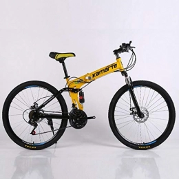 Pakopjxnx Bici Pakopjxnx 21 Speed Mountain Bike Adult Spoke Wheel  Mountain Bicycle Folding Bike, 24 inch Yellow