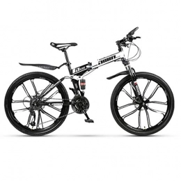 Pakopjxnx Bici Pakopjxnx 21 Variable Speed Mountain Bike 24 And 26 inch Folding Mountain Bicycle, Black And White  10K, 26inch
