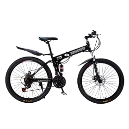  Mountain Bike pieghevoles Pieghevole Mountain Bike 21 velocità Sospensione Anteriore per Bicicletta MTB Telaio in Acciaio al Carbonio Ruote da 26"per Uomo Donna Adulti e Adolescenti (Colore: Nero)