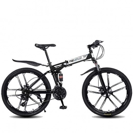 BXL Bici Pieghevole Mountain Bike, 26 Inchs Biciclette per Adulti Alluminio Leggero Completa Sospensione Telaio a Sospensioni Forcella Freno a Disco, 21-Velocità, Nero