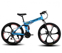 SAFT Bici Pieghevole Mountain Bike Adulti 24 / 26 Pollici Bici, Bike for Adulti 21 / 24 / 27 velocità velocità di acceleratore Shifter con taglierina 6 Ruota (Color : Blue, Size : 24 inch 24 Speed)